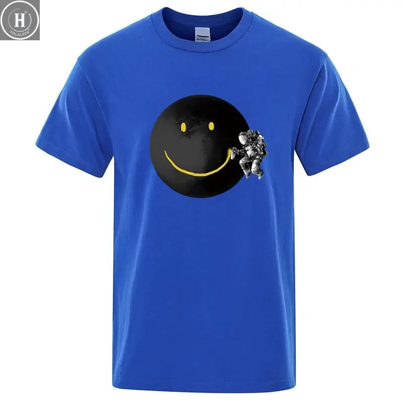 Summer Men's T-shirt High Quality 100% Cotton Funny Spaceman Printing Casual Loose O-neck Men Short Sleeve T-shirt Male Tee Tops HALALZEN