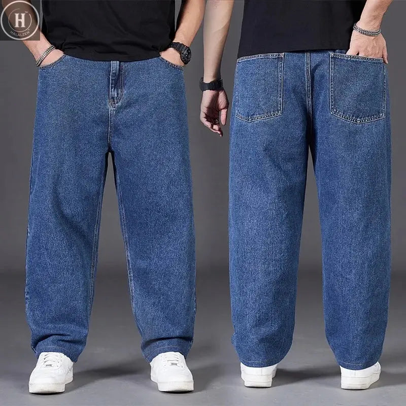 Big Size Jeans Men Good Quality Large Size Jumbo Long Loose Pants Plus Size Loose Jeans Men Wearable Seasons Denim Baggy Jean HALALZEN