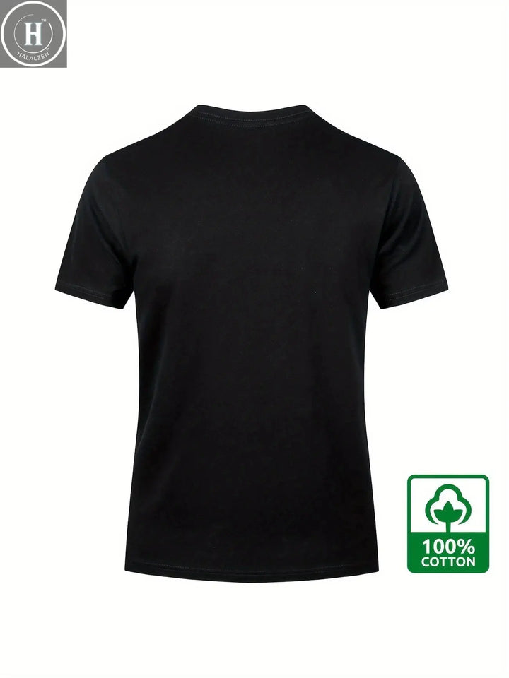 Men's Summer 100% Cotton Eagle Graphic Printed Fashion Sports and Leisure Loose Round Neck Short Sleeve T-shirt Top HALALZEN