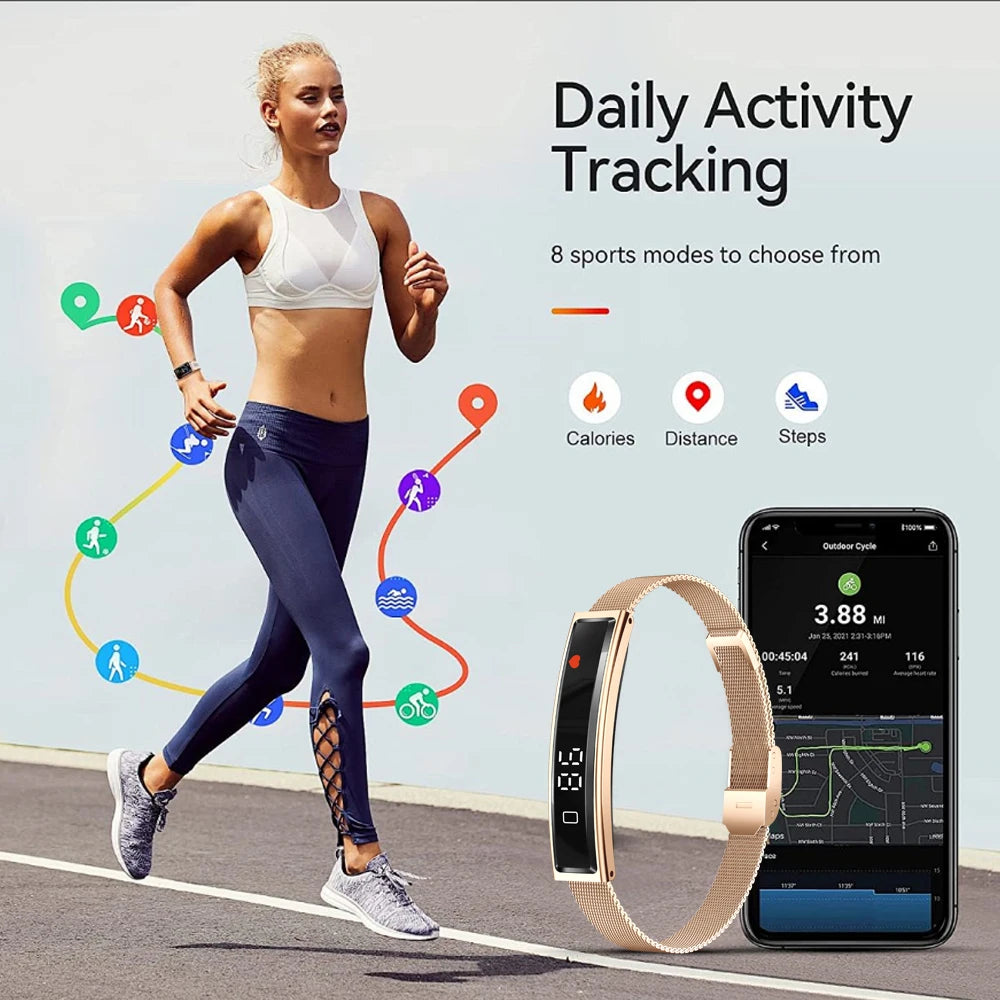 2026 New Fashion Women Smart Bracelet Sport Mode Fitness Tracker Heart Rate Health Monitoring IP68 Waterproof Smart Watch Men