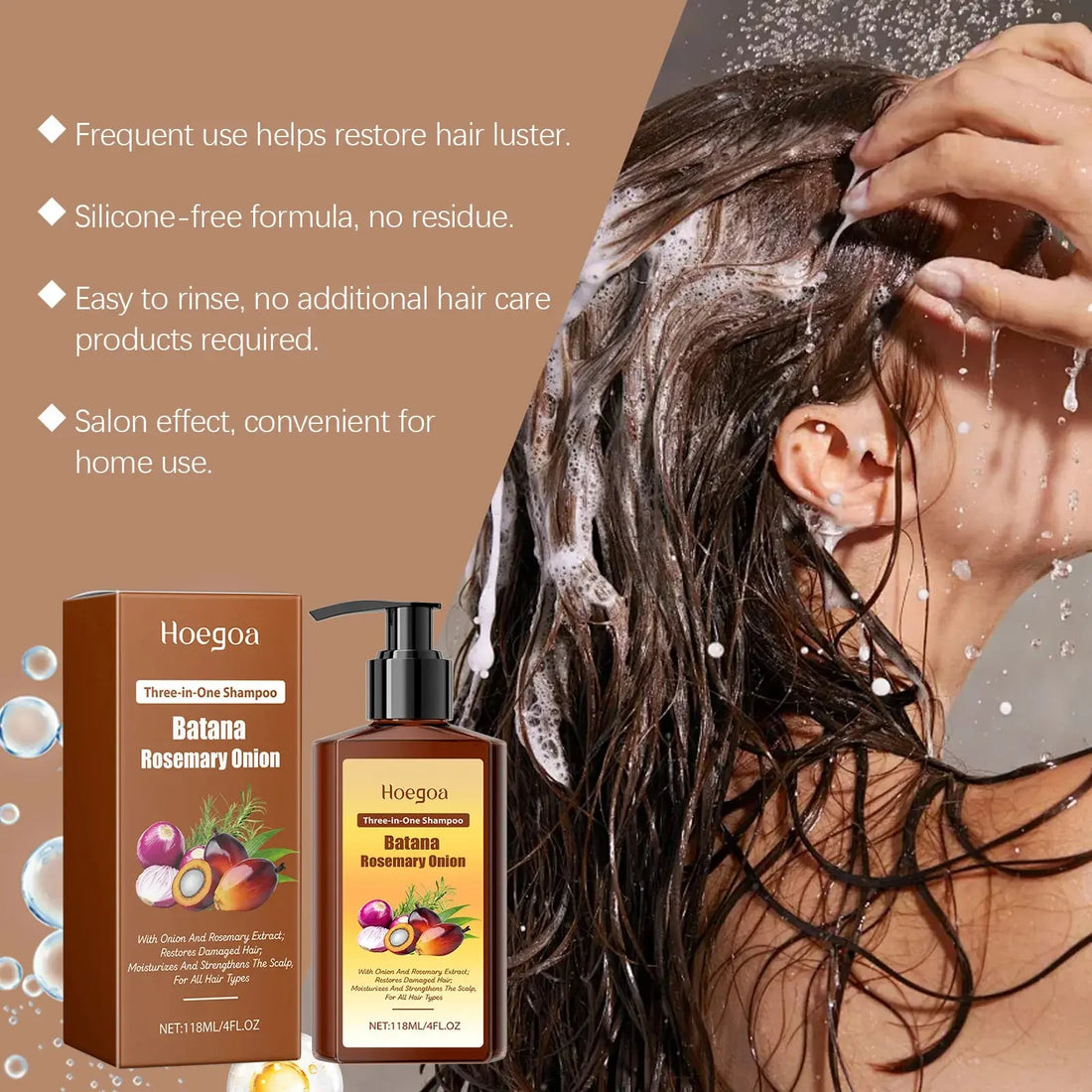 3in1 Batana Rosemary Shampoo Hair Growth Anti Loss Soothing Scalp Deep Cleansing Strengthen Hair Root Repair Nourishing Shampoo HALALZEN