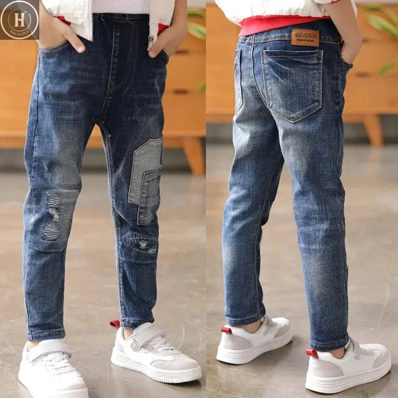 DIIMUU 4-11 Years Kids Jeans Trousers Clothing Boy Jeans Children Denim Pants Spring Autumn Baby Long Pants Toddler Bottoms HALALZEN