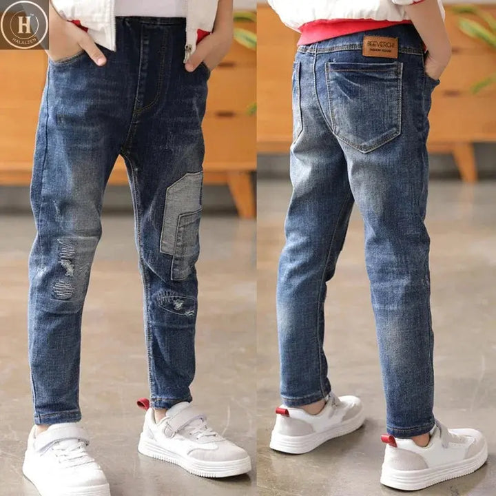 DIIMUU 4-11 Years Kids Jeans Trousers Clothing Boy Jeans Children Denim Pants Spring Autumn Baby Long Pants Toddler Bottoms HALALZEN