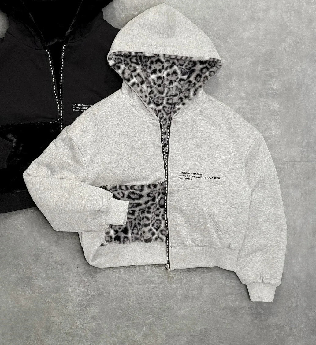 2026 New Double-Sided Blue Plaid Hoodie Men Women Embroidered Loose Zipper Hooded Jacket Y2K Streetwear Casual Couple Sweatshirt