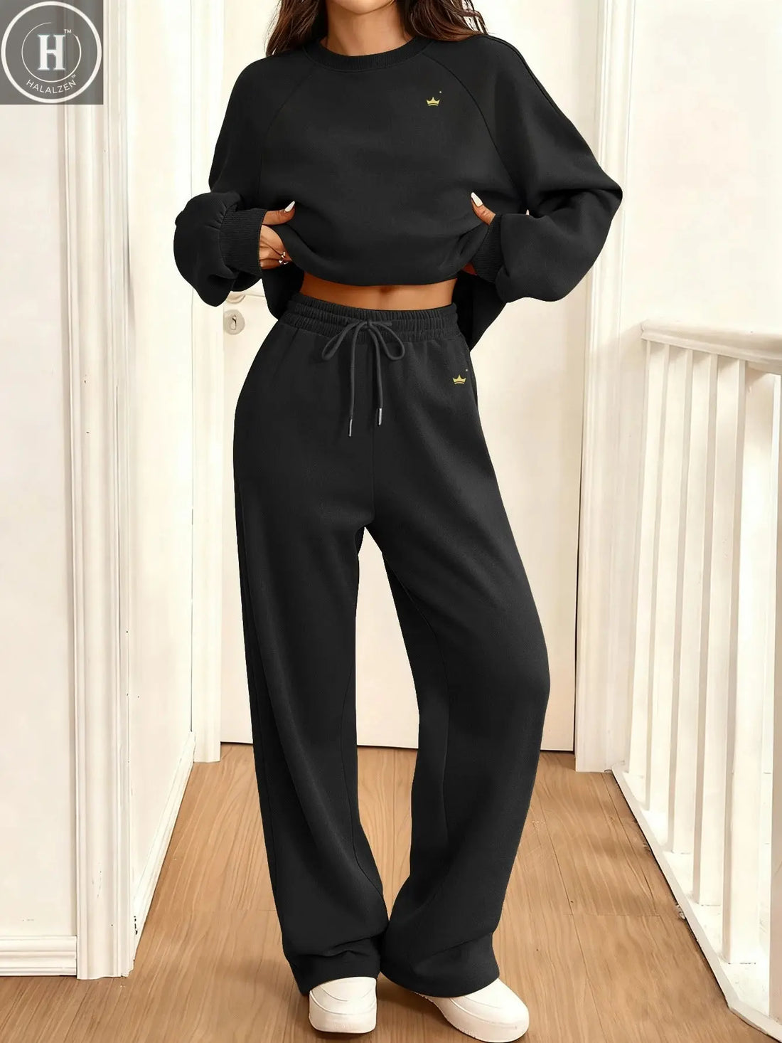2026 Autumn Winter Fashion Loose Set Round Neck Sportswear Women's Two-Piece Outfit HALALZEN
