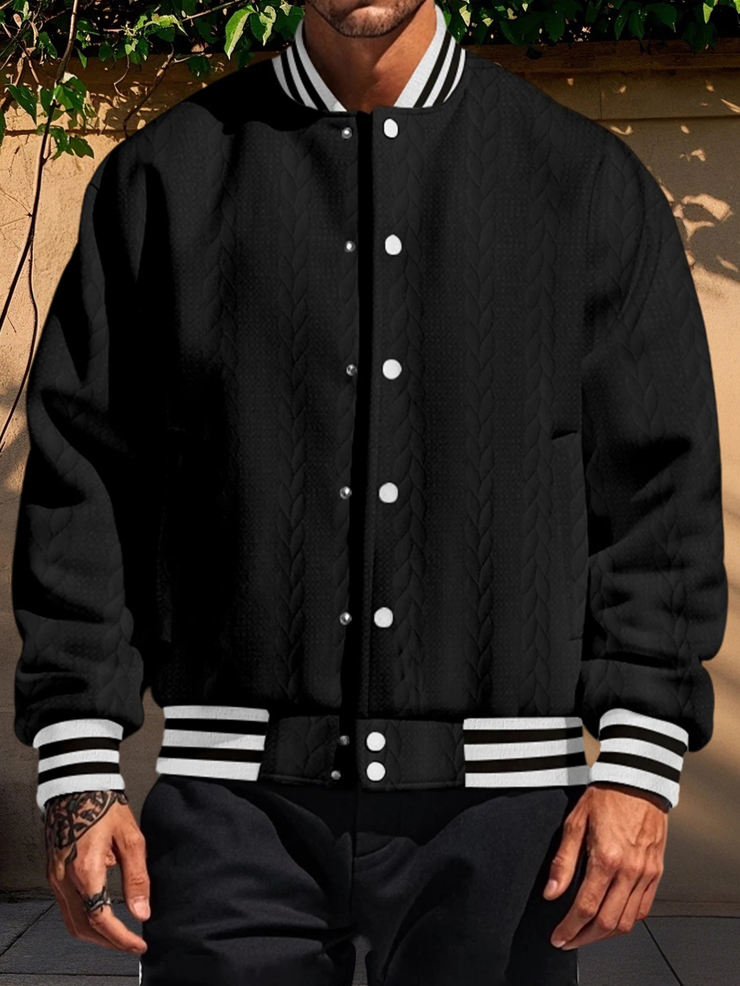 Men s Classic Bomber Jacket with Ribbed Cuffs and Hem Casual Lightweight Zip Up Baseball Coat for Fall Winter