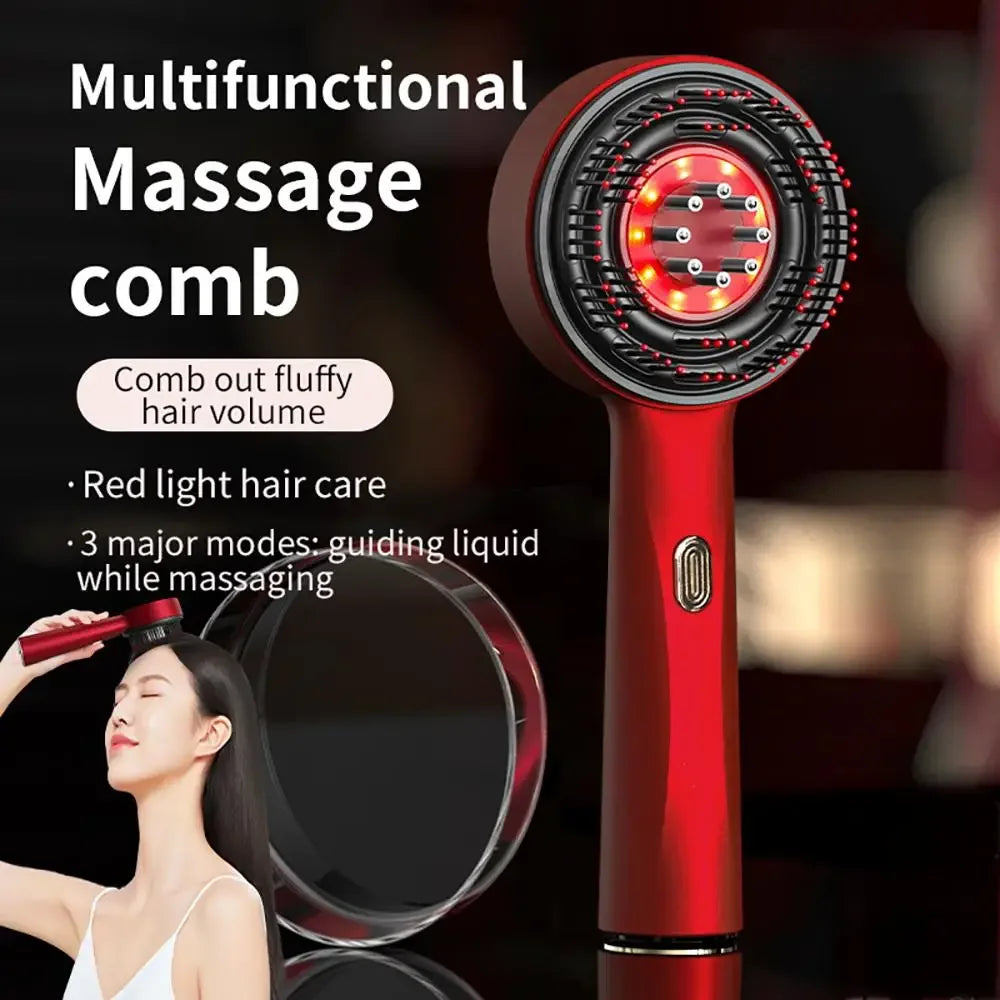 3 Modes Electric Vibration Massage Comb Red Light Therapy Hair Growth Scalp Brush Anti Hair Loss With Liquid Oil Applicator