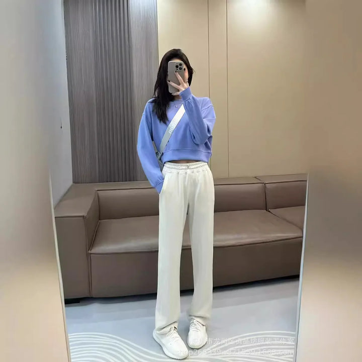 LuluSoftstreme Air Layer round Neck Loose Sweatshirt High Elasticity Sports Running Casual Spring Autumn Cotton Comfortable