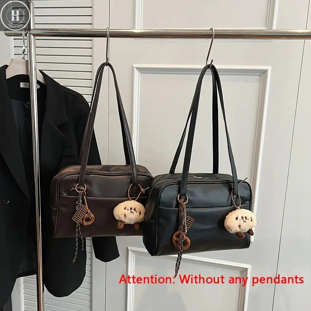 Retro College-Style Single-Shoulder Bag, Versatile Large-Capacity Commuter Bag, Fashionable Boston Briefcase HALALZEN