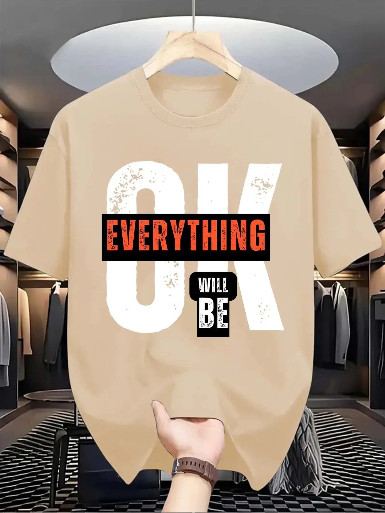 Men's summer 100% cotton fashionable casual loose classic Blessed pattern printed sports round neck short sleeved T-shirt top HALALZEN