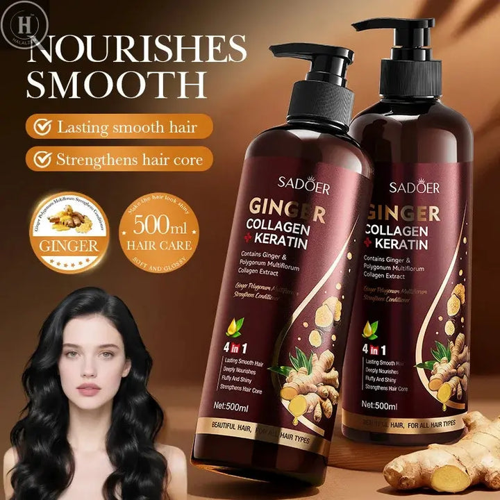 Ginger & He Shou Wu Conditioner 500ml, Strengthening Hair Treatment to Reduce Breakage & Hair Fall, For Weak & Thin Hair HALALZEN
