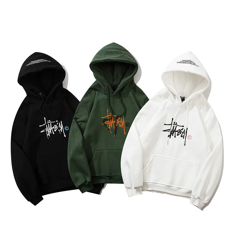 STUSSY 8 High Quality Embroidered Sports Hoodie Men's Sweatirt Spring Autumn Casual Loose Fit Hoodie Trend Cotton