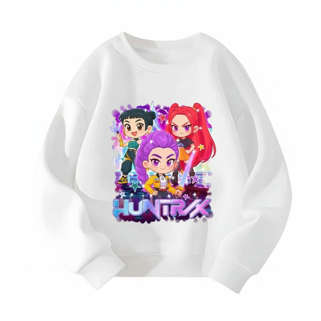 KPop Demon Hunters HUNTRIX Pirnt Hoodie Autumn Long Sleeve Tops Women's Clothing Sweatshirts