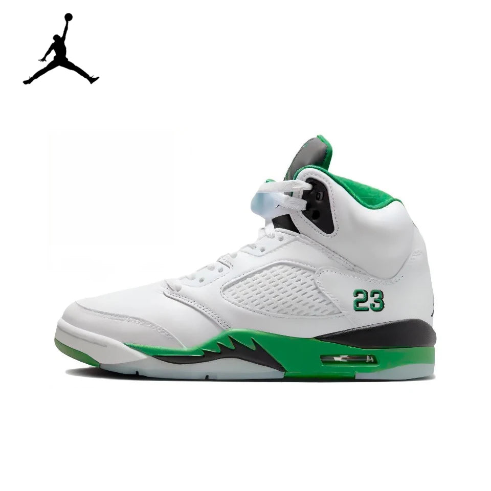 Original Air Jordan 5 'Bulls' For Men's Red and White Retro Classic Basketball Shoes Casual Sneakers