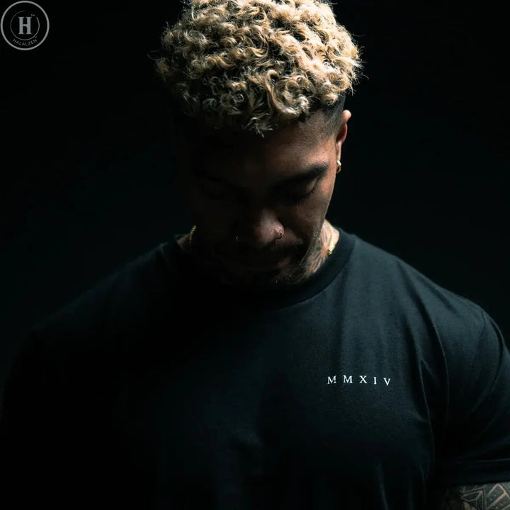 American Fitness Gym Men T Shirts Training Clothes Sports Cotton Short Sleeve T-shirt Men's Skull Loose Trendy Fashion Print Tee HALALZEN