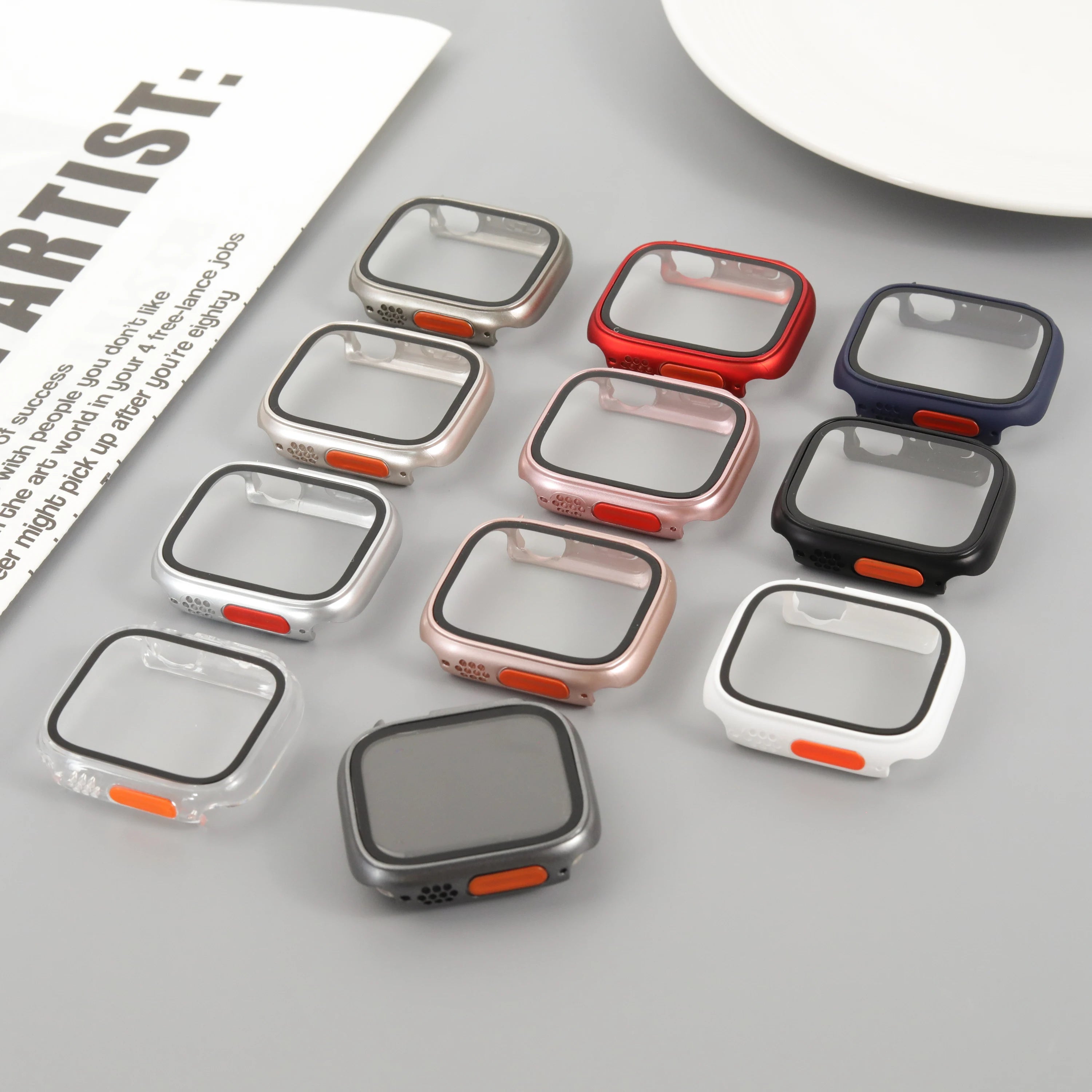 Glass+Case for Apple Watch 46mm 44mm 45mm 41mm 40mm 42mm Screen Protector Cover Change Ultra Bumper iWatch Series 11 10 9 8 7 SE