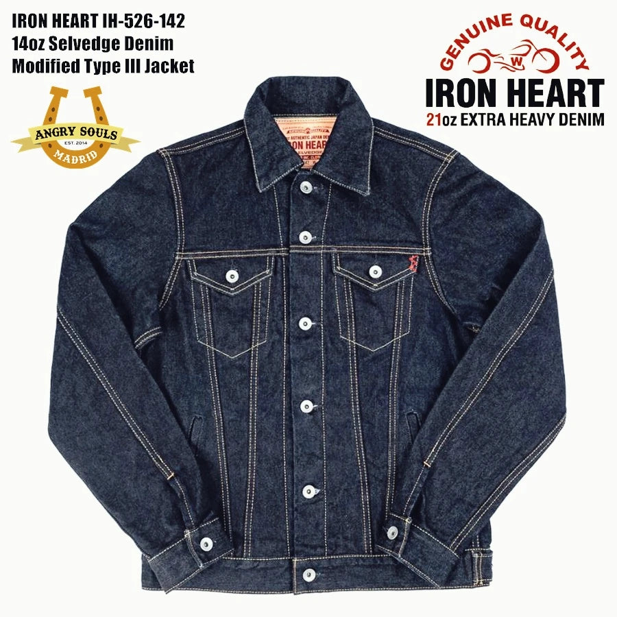 IRON HEART "TypeIII" 14oz Indigo one-wash heavy-duty denim jacket