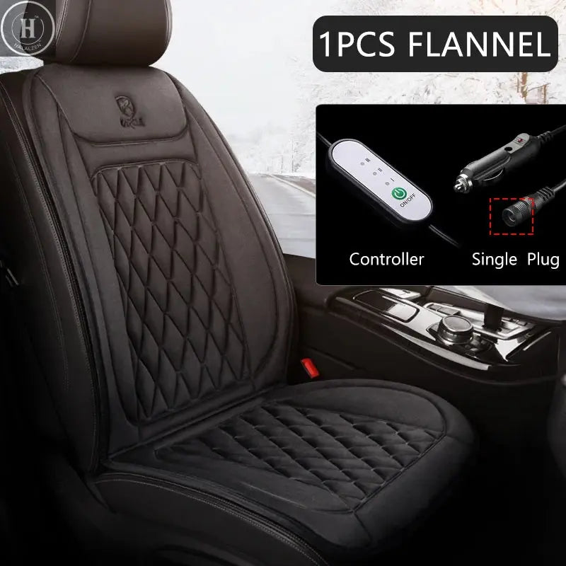 12V Heated Car Seat Cushion Cloth/Flannel Car Seat Heater Winter Warmer Seat Heating Car Accessories Heating Pads Set Universal HALALZEN
