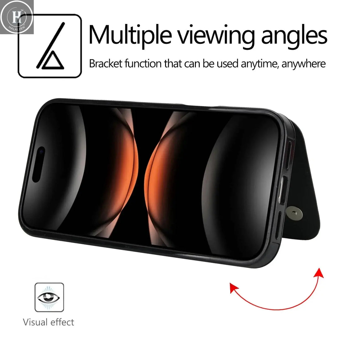 for iPhone Air 17 Pro Max Wallet Case with Card Holder,Faux Leather Kickstand,Double Magnetic Clasp and Durable Shockproof Cover Halalzen UK