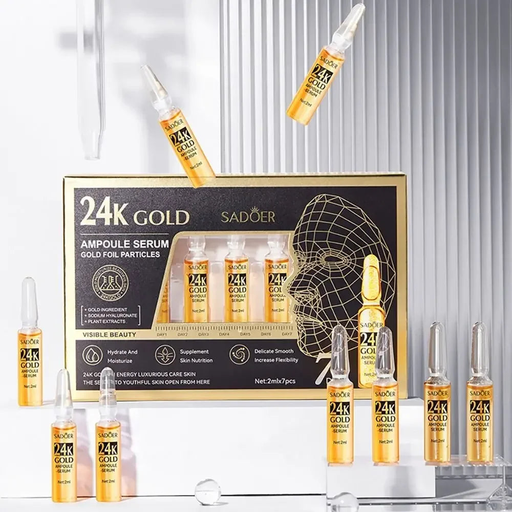 Korean 24K Gold Hyaluronic Acid Serum Protein Thread Lifting Filler Absorbable Collagen Protein Thread Vitamin C Facial Essence HALALZEN