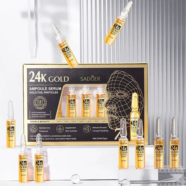 Korean 24K Gold Hyaluronic Acid Serum Protein Thread Lifting Filler Absorbable Collagen Protein Thread Vitamin C Facial Essence HALALZEN