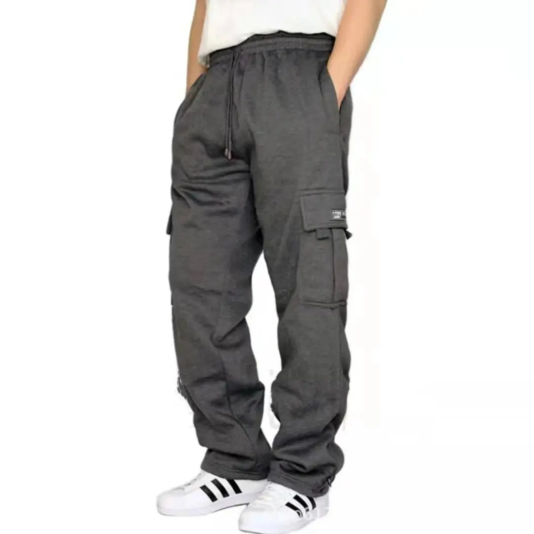 Men's Stretch Elastic Waist Jogger Sweatpants - Black with Multiple Utility Pockets, Drawstring Closure & Side Stripes Halalzen UK
