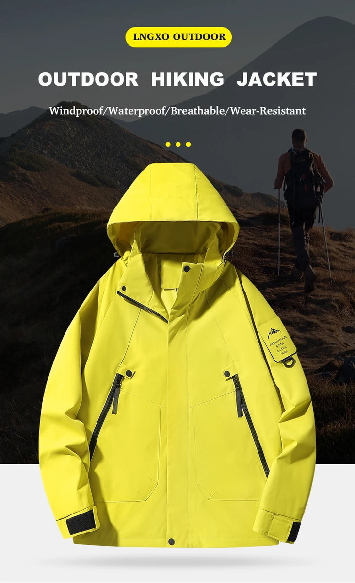 JNLN Women's Men's Waterproof Jacket Climbing Hiking Camping Trekking Windbreaker Unisex Outdoor Windproof Rain Coat Antifouling