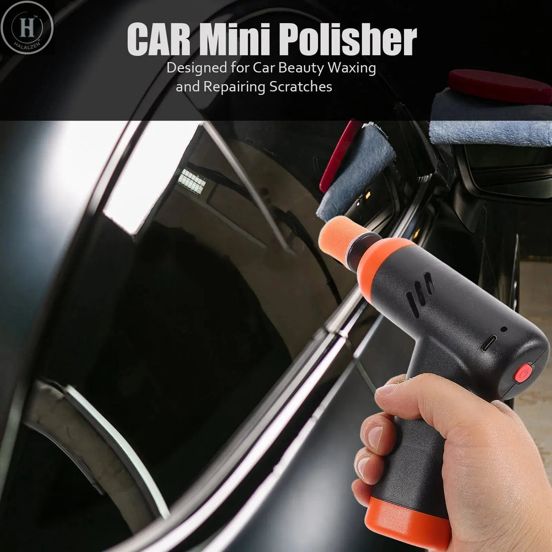 Mini Cordless Car Polisher Portable Electric Polishing Machine Rechargeable Buffer Polisher Kit for Car Detailing Scratch Repair HALALZEN