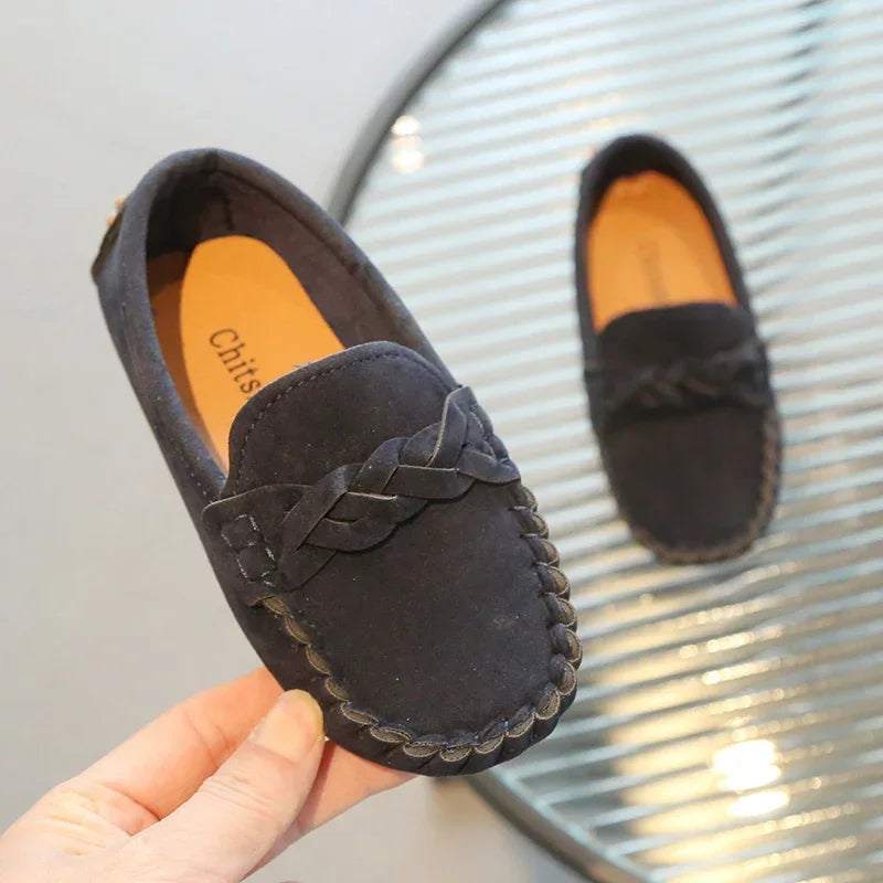 Boys Leather Shoes Fashion Kids Flats Loafers Slip-on Moccasins Classic Children Party Shoes 2024 Spring Autumn Soft Breathable