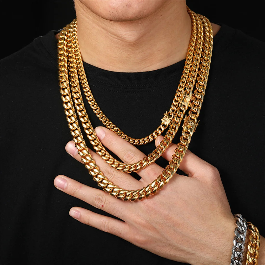 6mm-22mm wide 316L Stainless Steel Cuban Miami Chains Necklaces Big Heavy Round Link Chain for Men Hip Hop Rock jewelry