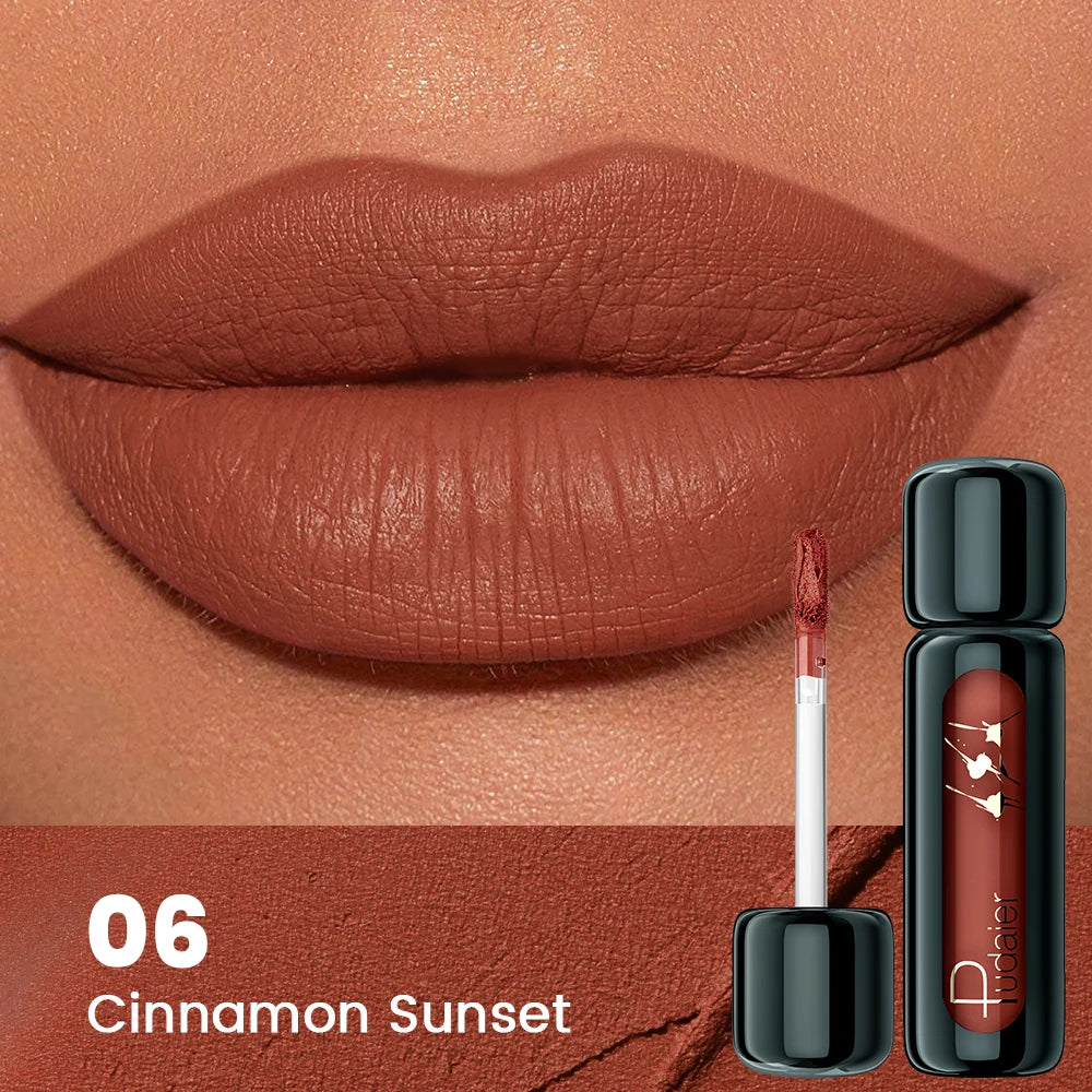 1pc Matte Velvet Lip Gloss, Highly Saturated Liquid Lip Mud, Non-Stick Long Lasting, All Skin Tones Compatible, 5 Shades Mixed P