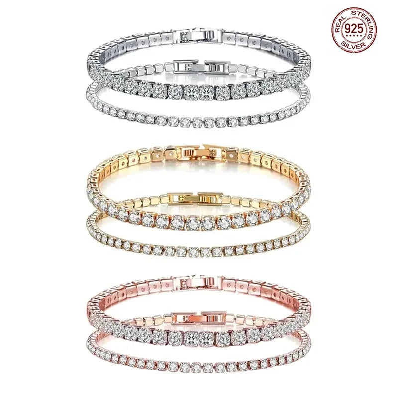 Classic 925 sterling silver sparkling zircon luxury bracelet women's dates birthdays fashion jewelry Valentine's Day gifts
