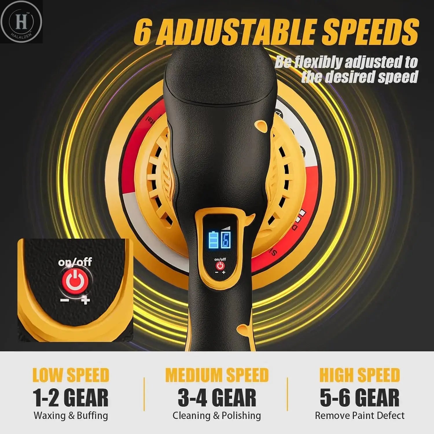 Car Detailing and Polishing Compatible with Dewalt 20V Battery, 5500 RPM Dual-Action Polisher with 6 Variable Speeds HALALZEN
