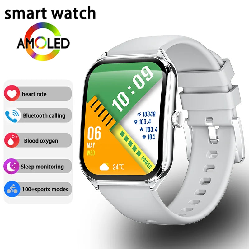 New Ultra Thin Smart Watch men 1.96" AMOLED HD Pixel Display Always Show Time BT Call Reminder Smartwatch Ladies For Android iOS