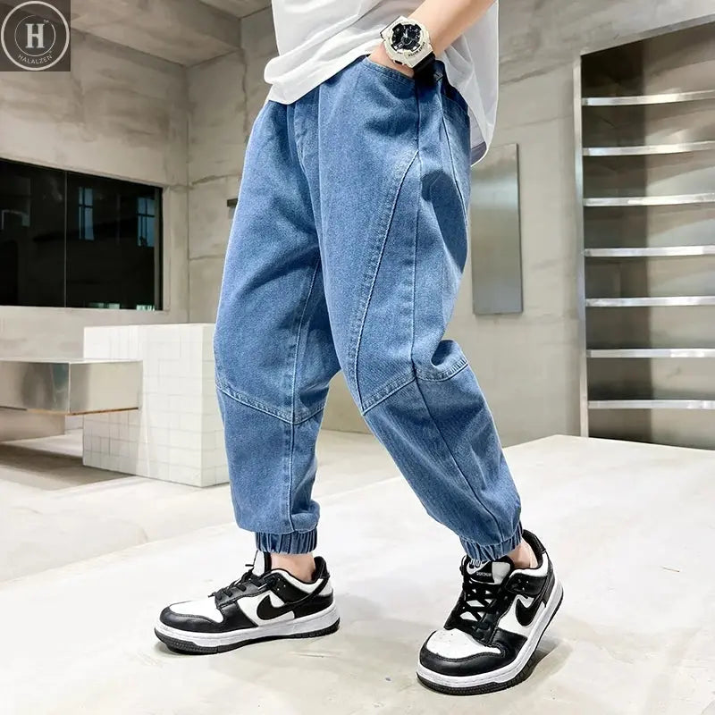 Big Boy Jeans Casual Fashion Cool Children's Pants Boys' Baggy Summer Clothing Teenagers Comfortable Fit Kids' Fashion HALALZEN