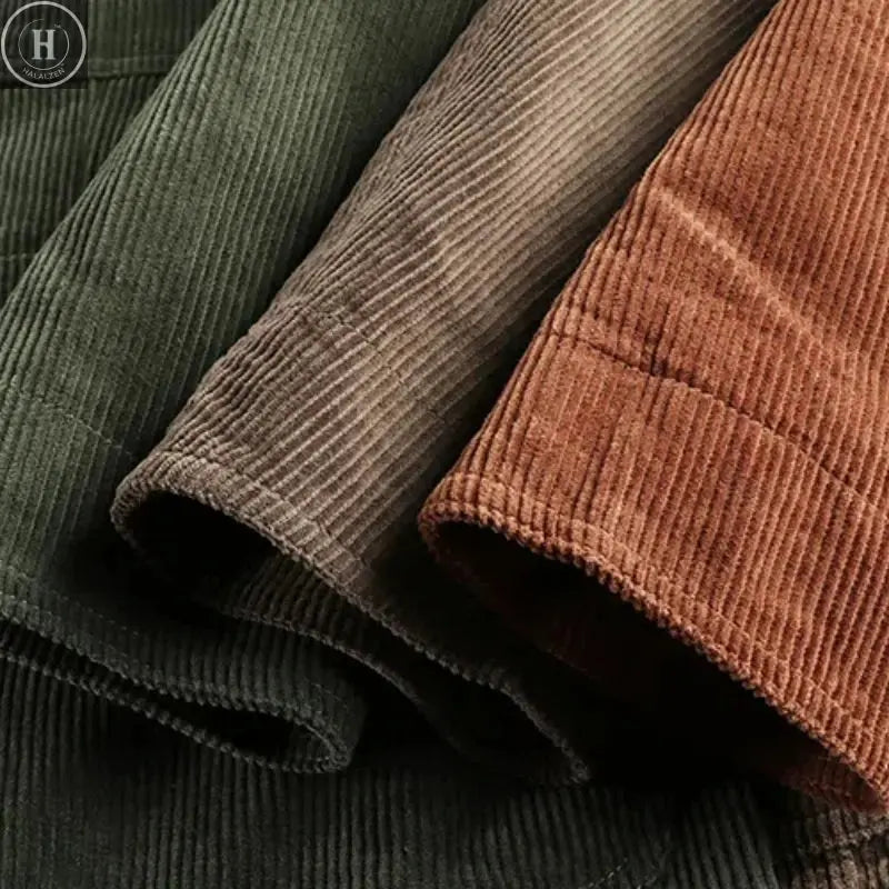 Heavy May Khaki vintage washed cotton corduroy casual suit men's fashion loose jacket single suit HALALZEN