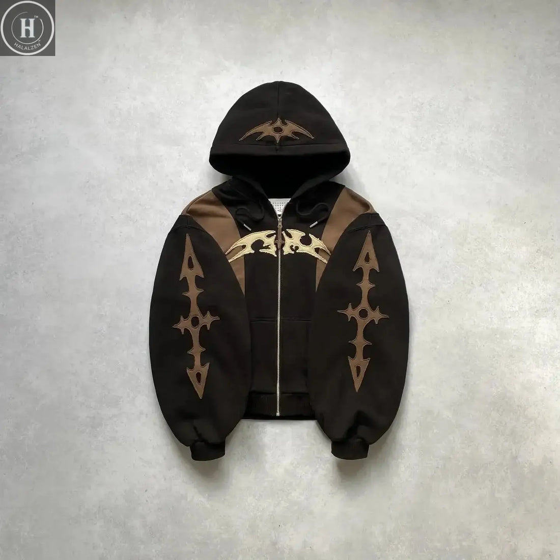 Y2k New Tops Harajuku Geometric Embroidery Splicing Gothic Youth Simple Daily Hoodies Women Sweatshirt Loose Pattern Casual Men HALALZEN