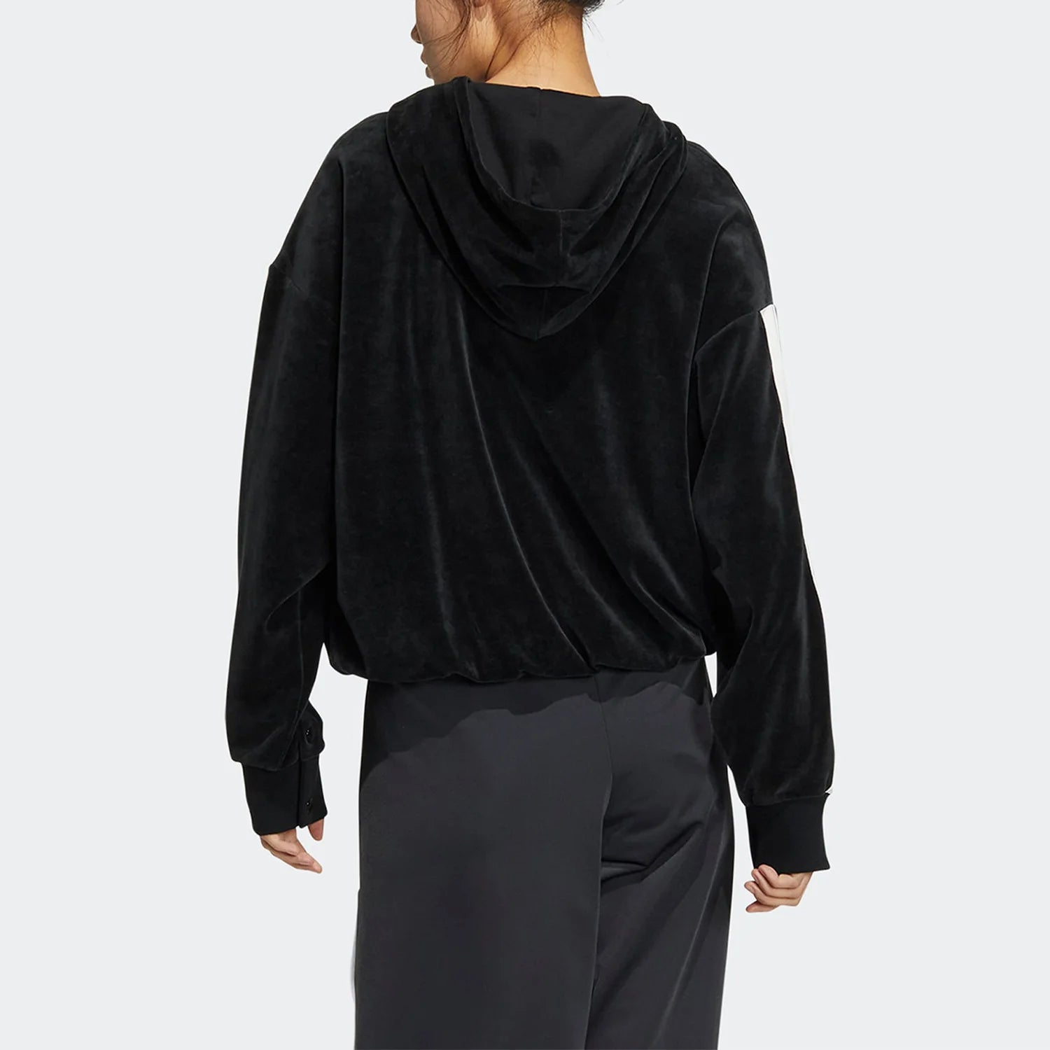 Adidas official genuine Three Stripes, women's side-button sport hoodie IC8140