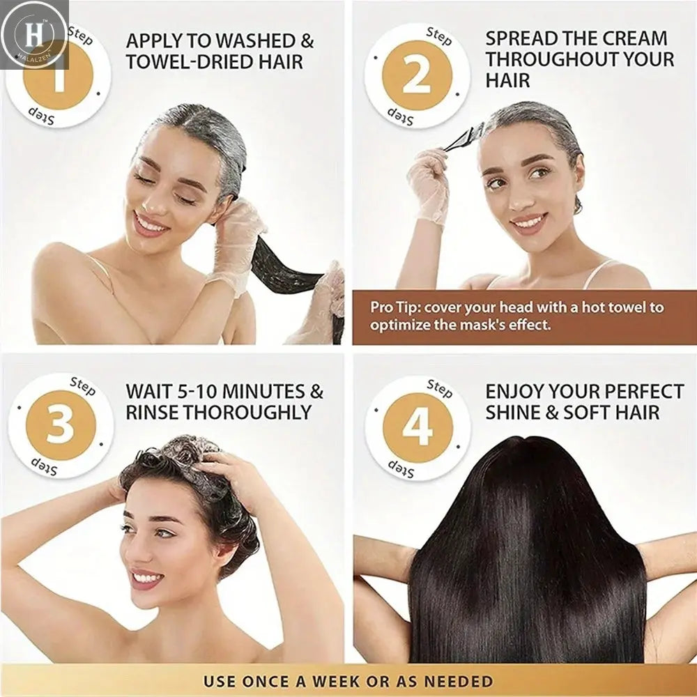 2 Pack GZE Collagen Keratin Hair Mask Deep Conditioning for Dry, Damaged Hair Restores Elasticity- for Healthy, Beautiful Hair HALALZEN