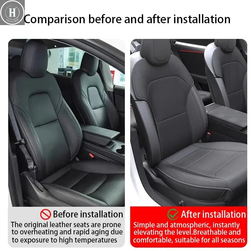 Car Seat Cover Cushion For Tesla Model Y Juniper 2025 Full Car Seat Cushion+Backrest Seat Cushion Car Interior Accessories HALALZEN