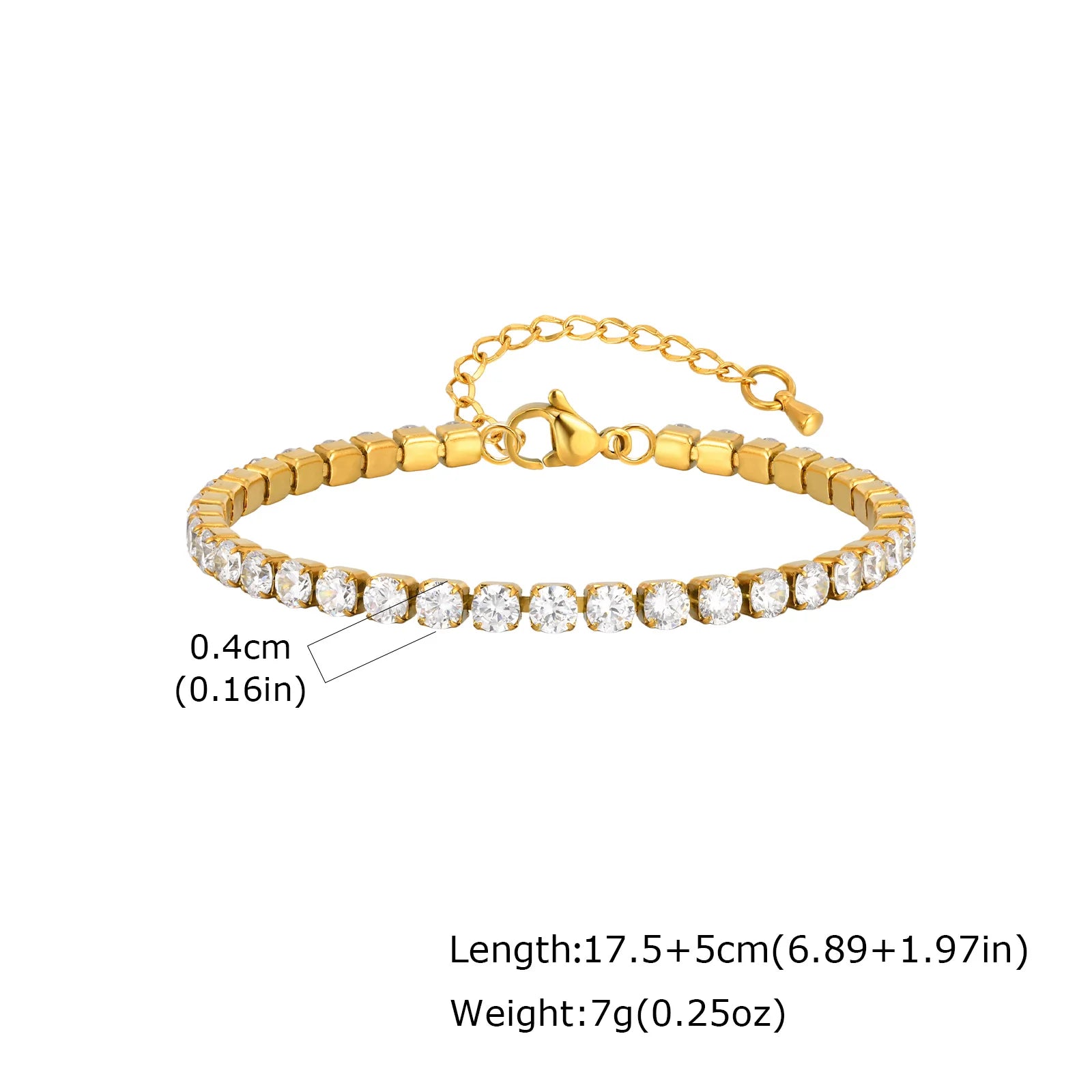 2/3/4/5MM Luxury Zircon Tennis Chain Bracelet for Women, Stainless Steel Bracelet Zircon Chain Bracelets, Dainty Jewelry Gift