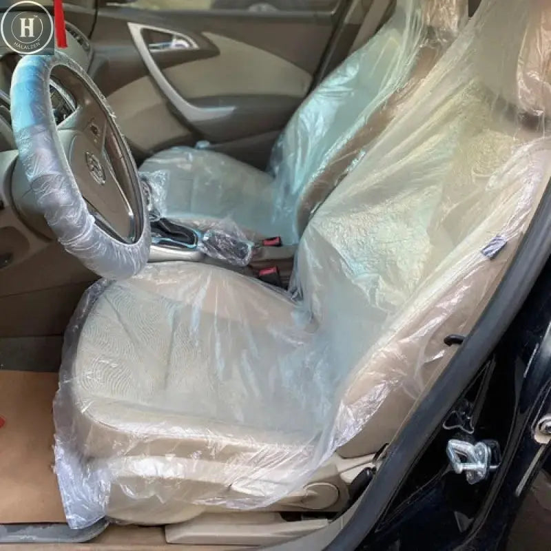50/100 Pcs Car Disposable Seat Plastic Seat Cover Anti-fouling Waterproof Dustproof Seat Cushion Cover Auto Interior Supplies HALALZEN