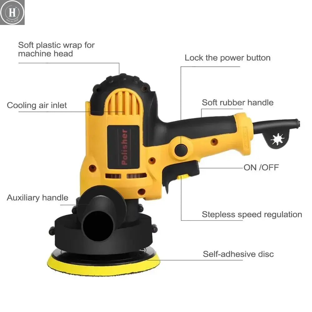 220V Electric Car Polisher Machine 3700rpm Adjustable Speed Car Polishing Machine Auto Sanding Waxing Tools Car Accessories HALALZEN
