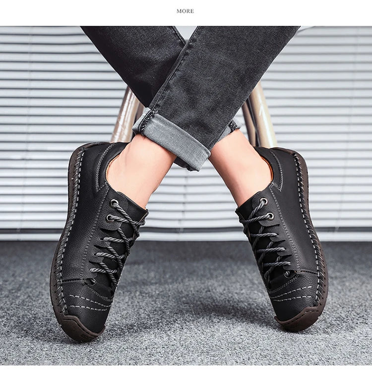 Men Leather Shoes Outdoor Comfortable High Quality Fashion Soft Homme Ankle Non-slip Flats Casual Moccasin Handmade Big Size 48