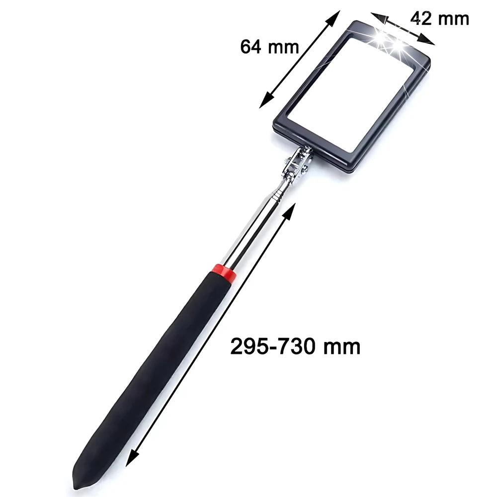 360 Retractable Telescopic Inspection Detection Lens Round Mirror Silver Pocket Clip New Car Tools Extend 7-1/4" To 30" DIY TOOL