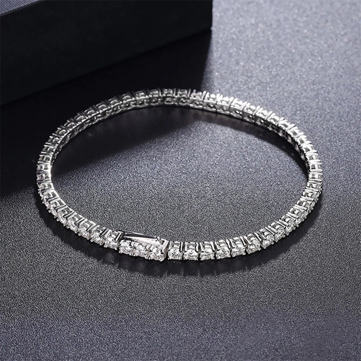2mm 2.5mm 3mm 4mm 5mm Moissanite Tennis Bracelet for Women Men 100% S925 Sterling Silver Hidden Spring Lock Bracelet Plated 18K