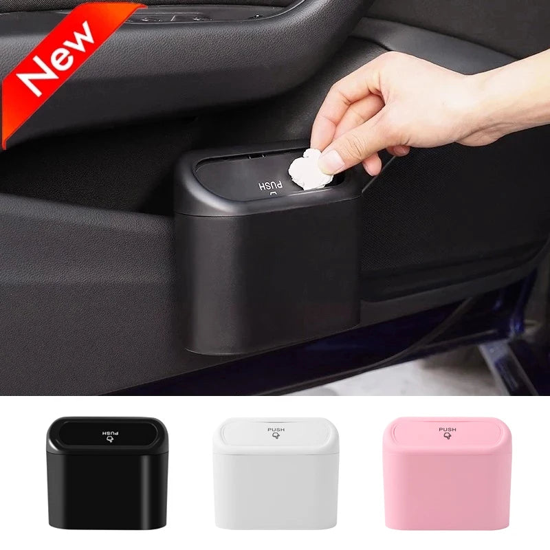 Portable Hanging Mini Car Trash Can,Wastebasket Trash Can with Lid, for Car Office Home,Auto Storage Bin Accessories