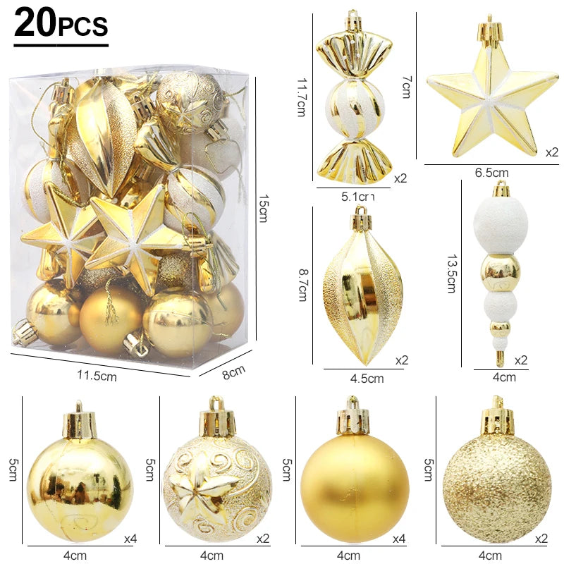 29/20Pcs Christmas Tree Balls Hanging Pendant Candy Cane Pine Cone Ornament Set Christmas Home Decoration 2024 Navidad New Year