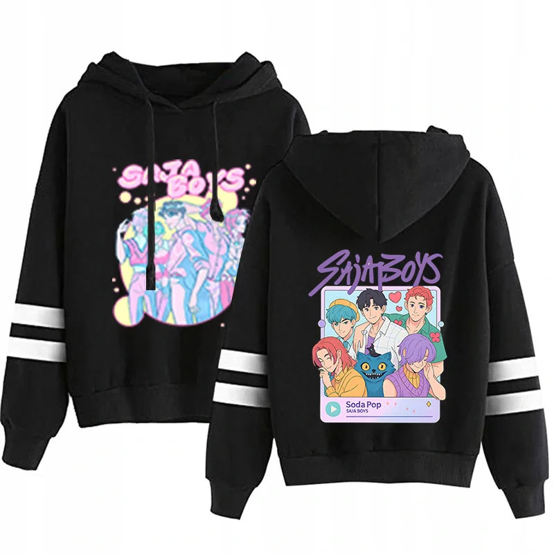 Kpop Demon Hunters Fashion Hoodie Long Sleeve Double Bar Trendy Streetwear