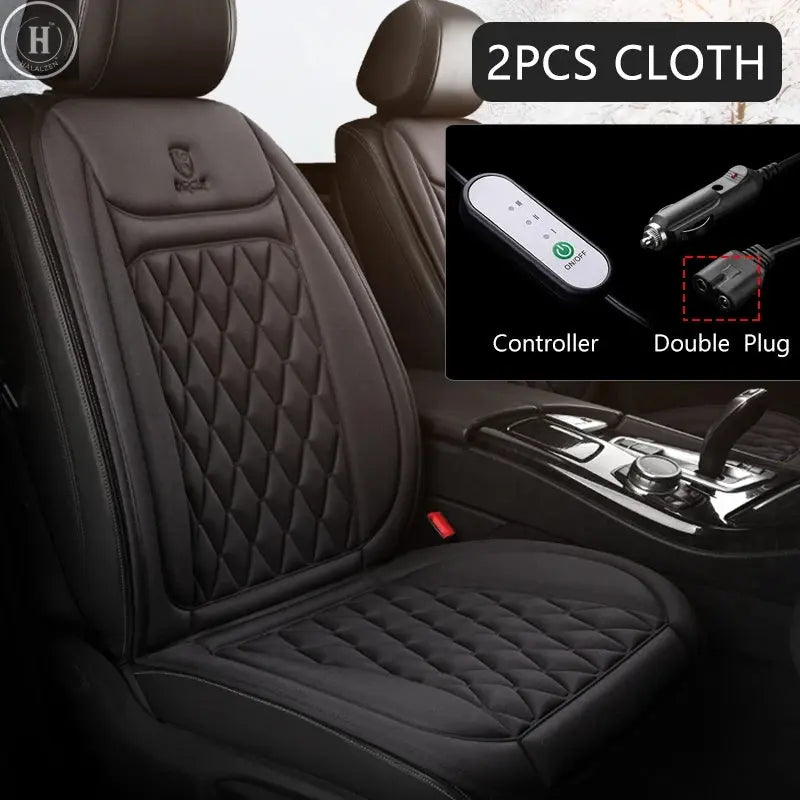 12V Heated Car Seat Cushion Cloth/Flannel Car Seat Heater Winter Warmer Seat Heating Car Accessories Heating Pads Set Universal HALALZEN